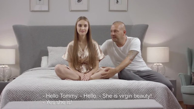 Cheerful Thomas Stone and Lena Reif at cute virgin movie