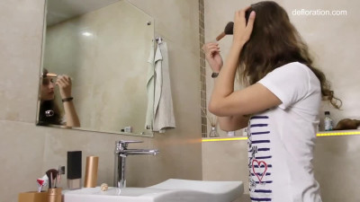 Bubbly lady's small tits scene