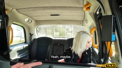 Zazie Skymm's medium size tits sex by Fake Taxi