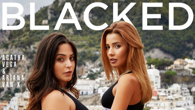Ariana Van X and Agatha Vega's double blowjob video by Blacked.Com