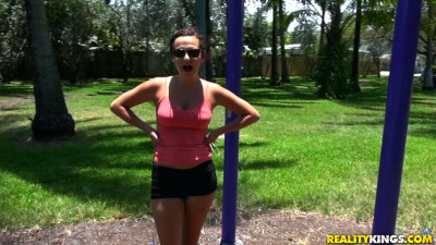 Street BlowJobs featuring Charlotte Cross's stripping trailer