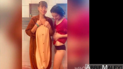 Luring Abbie Maley and Riley Reid at amateur movie