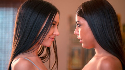 Cute Jazmin Luv and Rachel Rivers's doggystyle sex