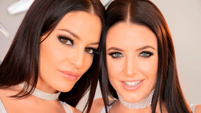Jules Jordan featuring Kissa Sins and Angela White's handjob action